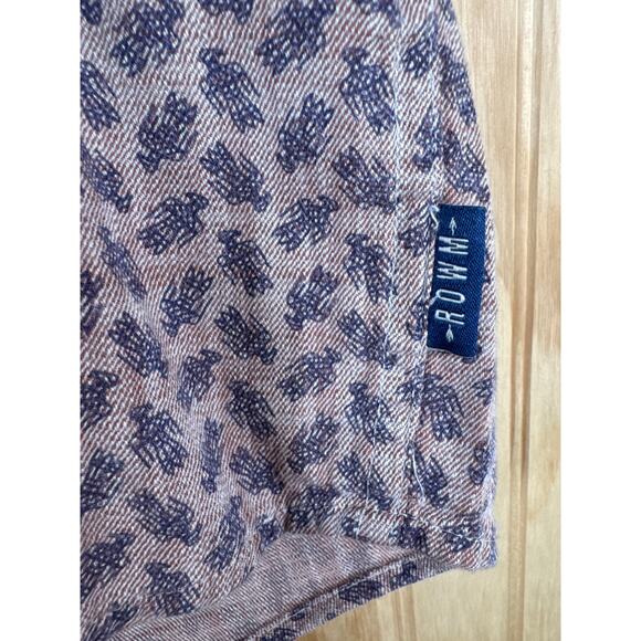 ROWM Men's Button-Down Eagle Bird Print Brown Blue Shirt Large Casual - Picture 4 of 8